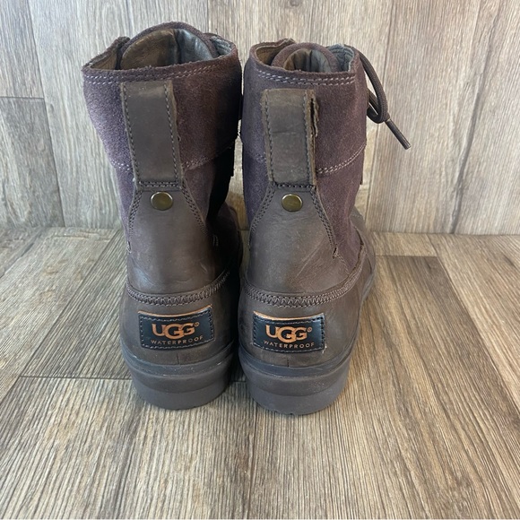 Ugg Azaria W 8 Brown Lace Up Duck Suede Leather Waterproof Cushioned Foot Bed - Picture 5 of 9